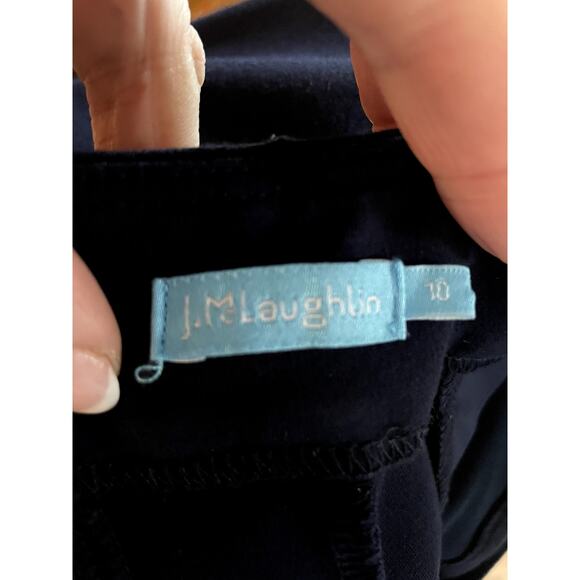 J. Mclaughlin Navy Larkin Ponte Pull On Skinny Pants with White Stripe Size 10 - Picture 7 of 7